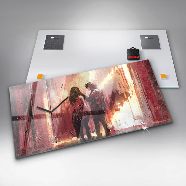 Horizontálne hodiny Mladý pár v láske