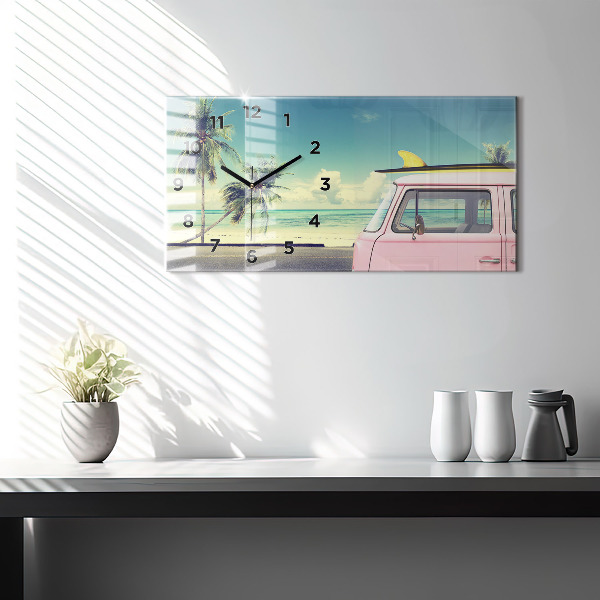 Horizontálne hodiny Auto so surfom