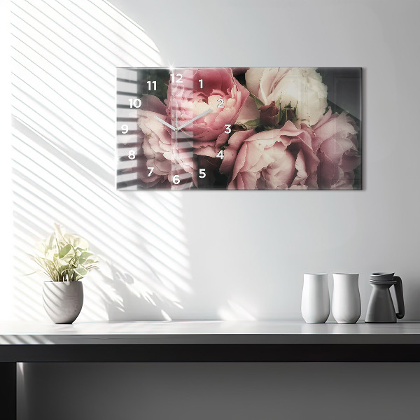 Horizontálne hodiny Kytica ružových ruží