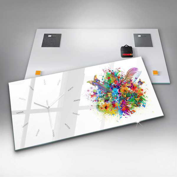 Horizontálne hodiny Kvetinová harmónia s motýľmi