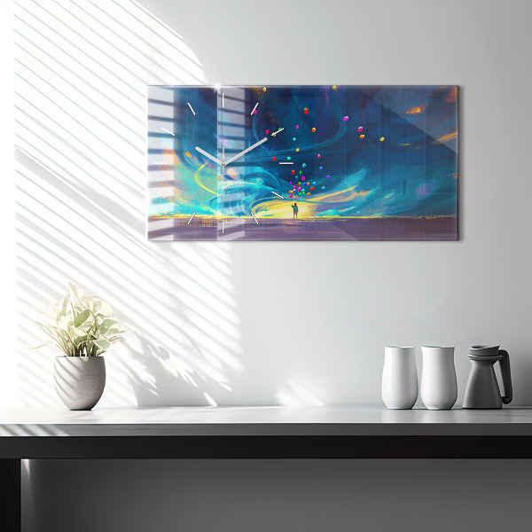 Horizontálne hodiny Dieťa a balóny