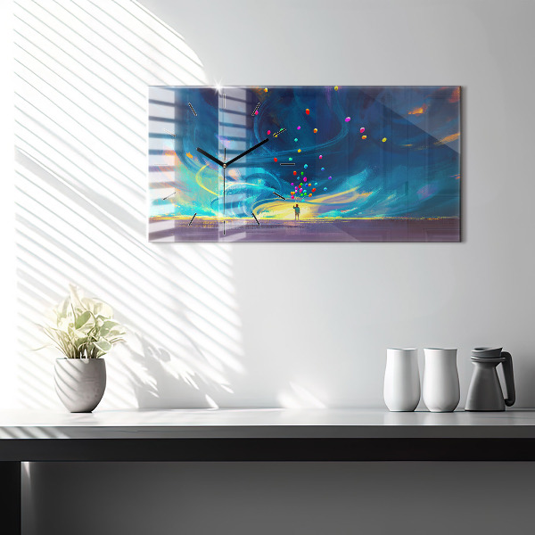 Horizontálne hodiny Dieťa a balóny