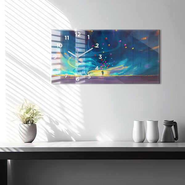 Horizontálne hodiny Dieťa a balóny