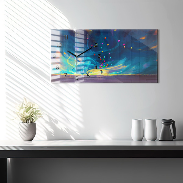 Horizontálne hodiny Dieťa a balóny