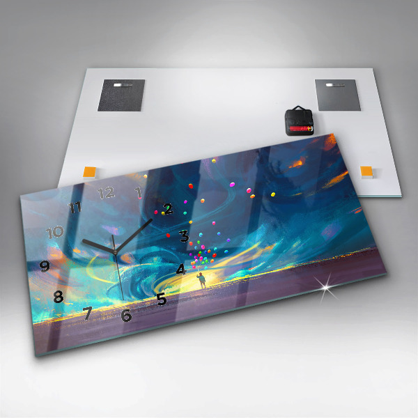 Horizontálne hodiny Dieťa a balóny