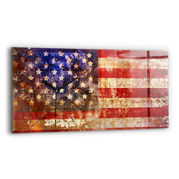 Horizontálne hodiny Vlajka USA vo vintage štýle