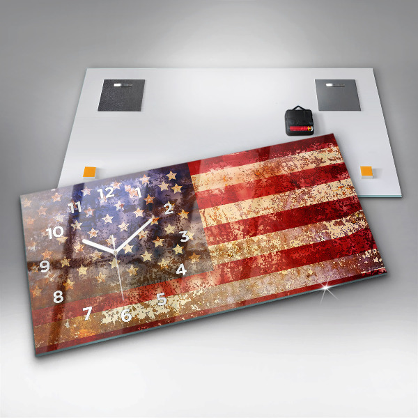 Horizontálne hodiny Vlajka USA vo vintage štýle