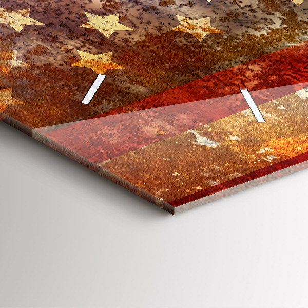 Horizontálne hodiny Vlajka USA vo vintage štýle