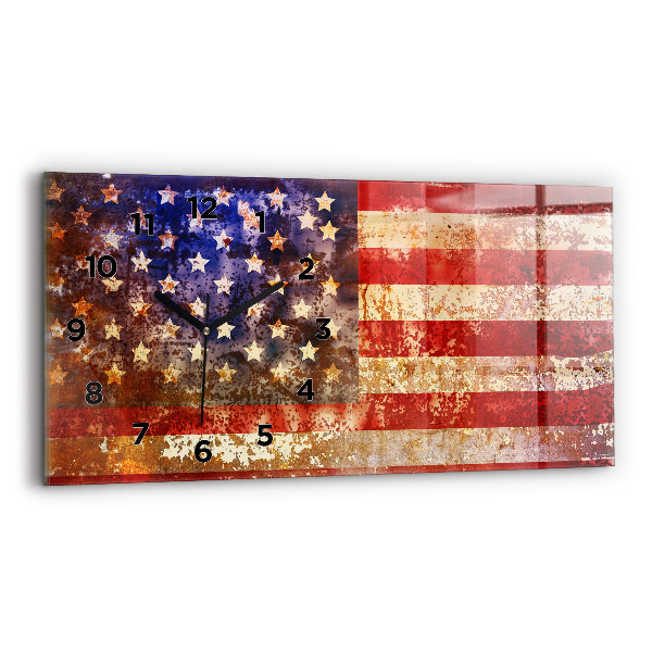 Horizontálne hodiny Vlajka USA vo vintage štýle