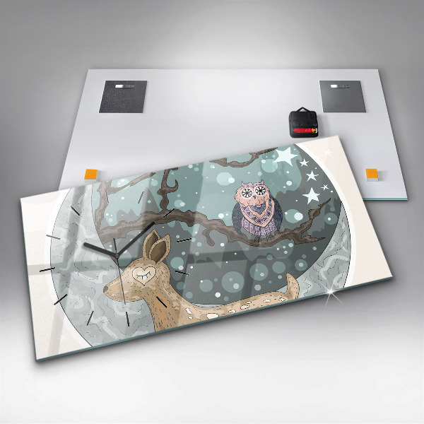 Horizontálne hodiny Nočné zvieratá Mesiac