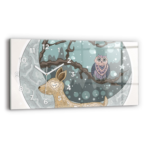 Horizontálne hodiny Nočné zvieratá Mesiac