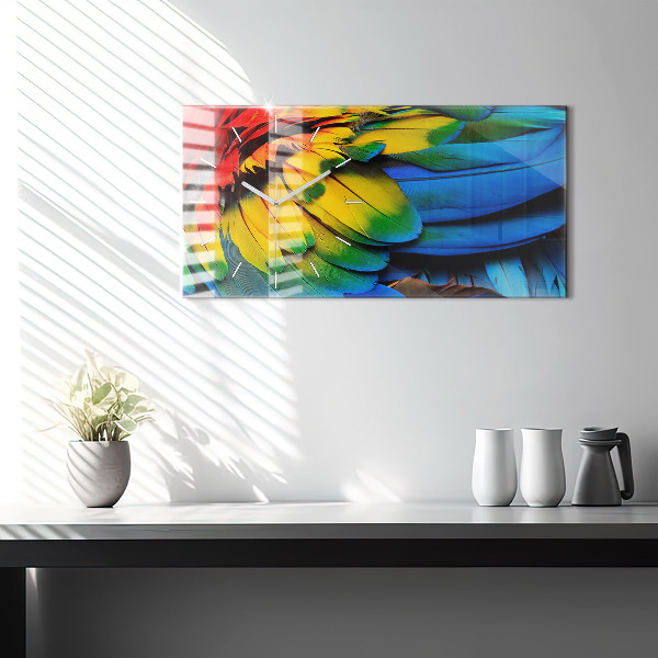 Horizontálne hodiny Macaw Bird farebné krídla