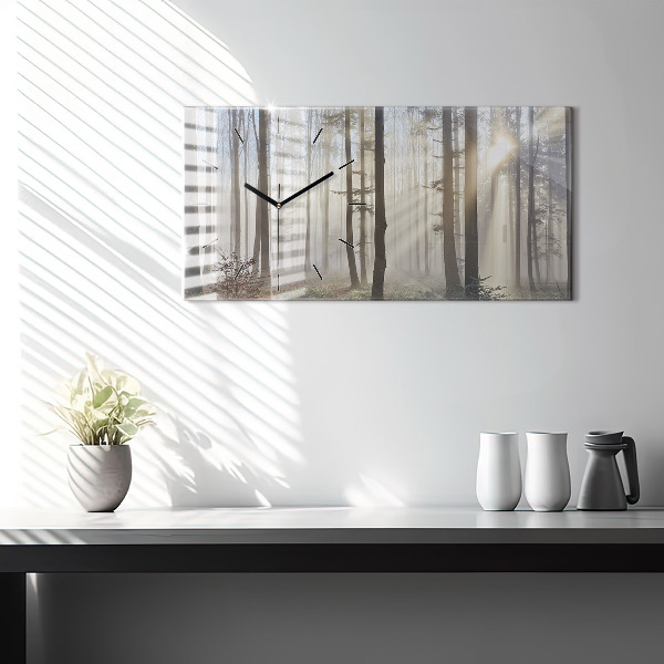 Horizontálne hodiny Les v hmle