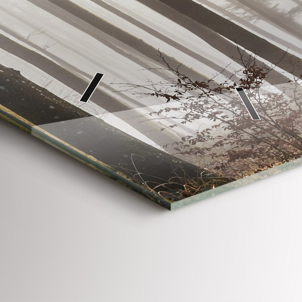 Horizontálne hodiny Les v hmle