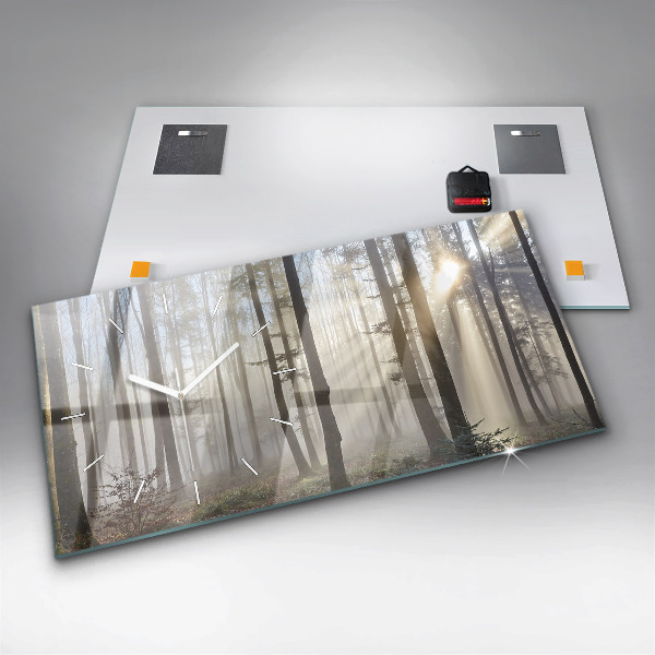 Horizontálne hodiny Les v hmle