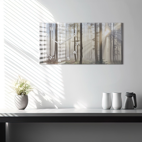 Horizontálne hodiny Les v hmle