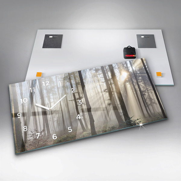 Horizontálne hodiny Les v hmle