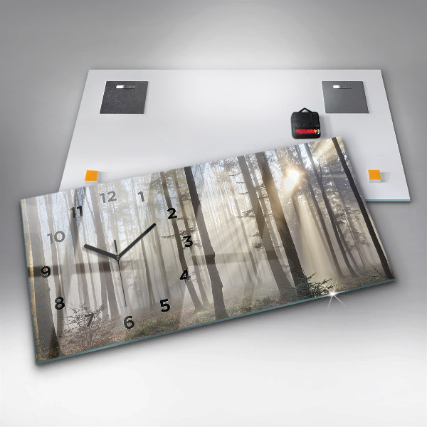 Horizontálne hodiny Les v hmle