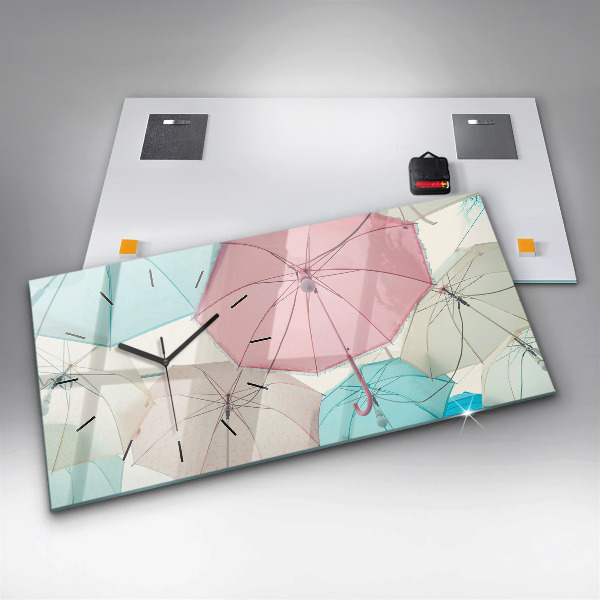Horizontálne hodiny Pastelové dáždniky