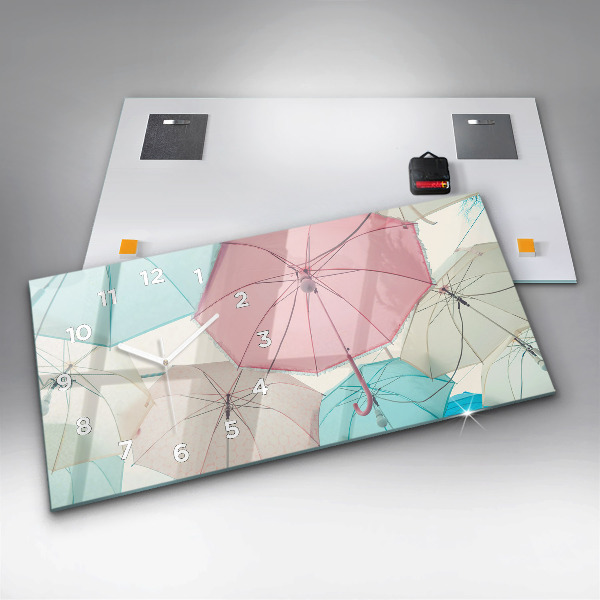 Horizontálne hodiny Pastelové dáždniky