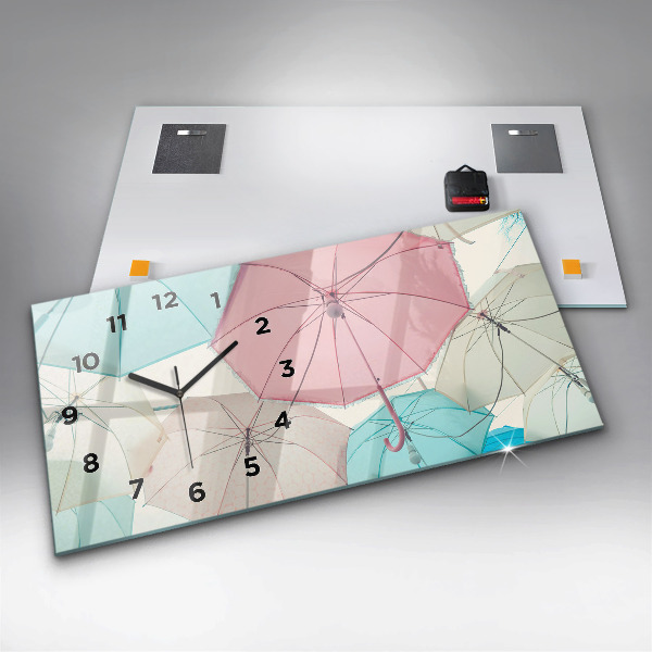 Horizontálne hodiny Pastelové dáždniky