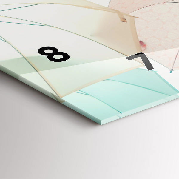 Horizontálne hodiny Pastelové dáždniky