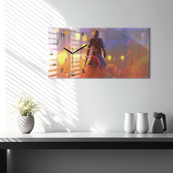 Horizontálne hodiny Rytier s mečom