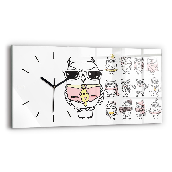 Horizontálne hodiny Vintage plagát so sovami