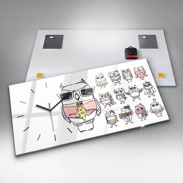 Horizontálne hodiny Vintage plagát so sovami