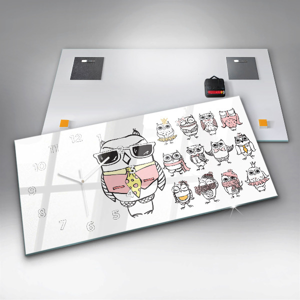 Horizontálne hodiny Vintage plagát so sovami