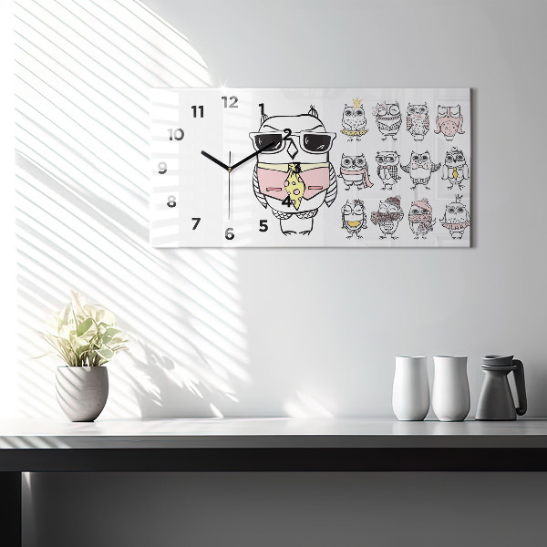 Horizontálne hodiny Vintage plagát so sovami
