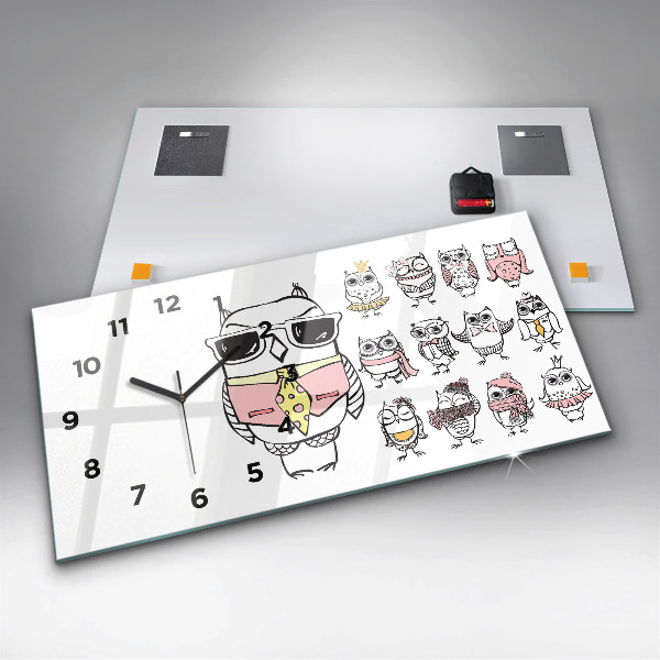 Horizontálne hodiny Vintage plagát so sovami