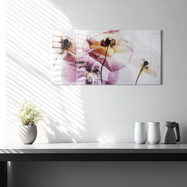 Horizontálne hodiny Suché kvety maku