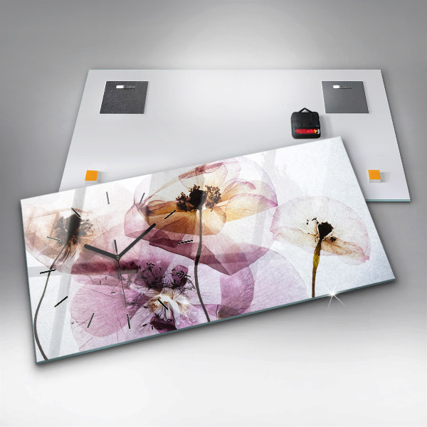 Horizontálne hodiny Suché kvety maku