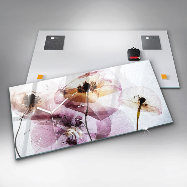 Horizontálne hodiny Suché kvety maku