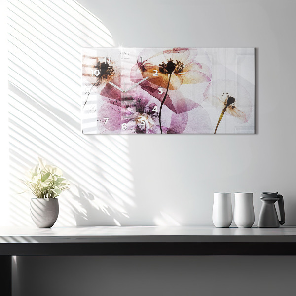 Horizontálne hodiny Suché kvety maku