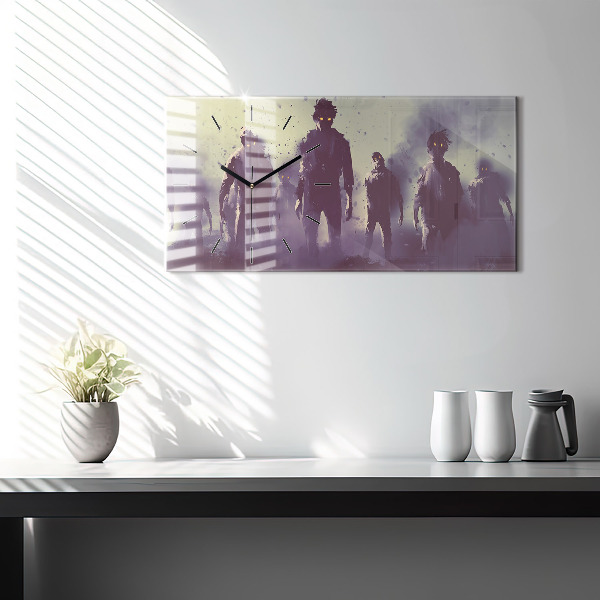 Horizontálne hodiny Zombie v noci - halloween