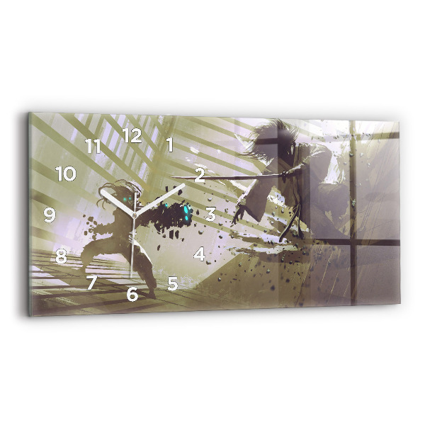 Horizontálne hodiny Boj robota a samuraja