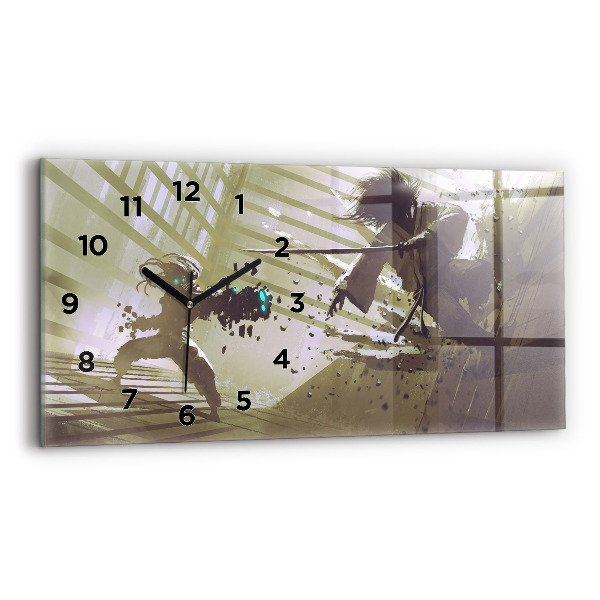 Horizontálne hodiny Boj robota a samuraja