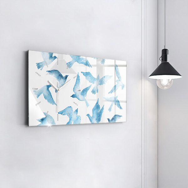 Horizontálne hodiny Lietajúce modré vtáky