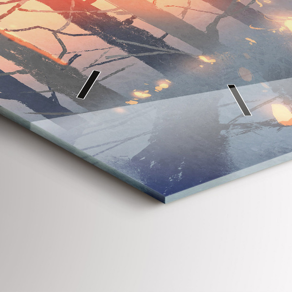 Horizontálne hodiny Zimná krajina stromov