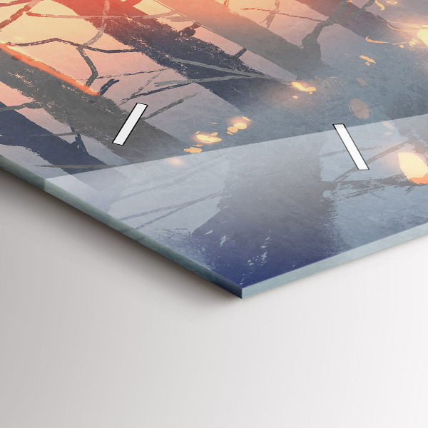 Horizontálne hodiny Zimná krajina stromov