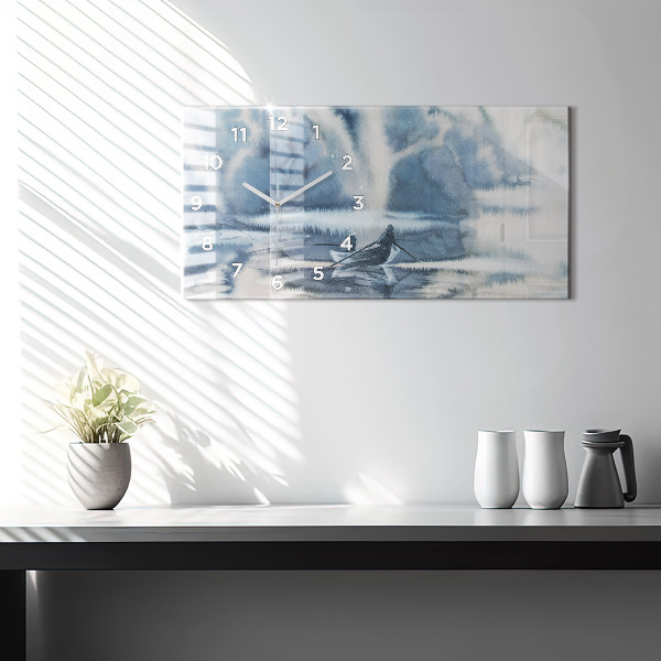 Horizontálne hodiny Rybár na jazere