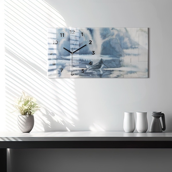 Horizontálne hodiny Rybár na jazere