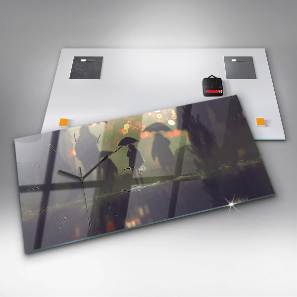 Horizontálne hodiny Ľudia s dáždnikmi