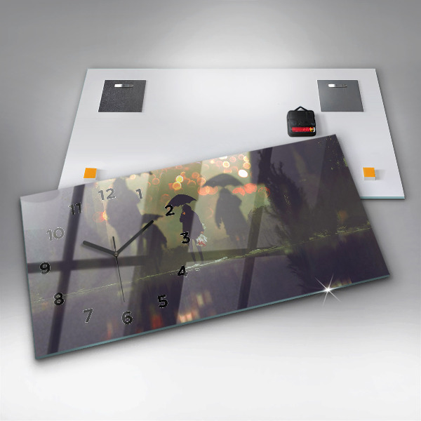 Horizontálne hodiny Ľudia s dáždnikmi