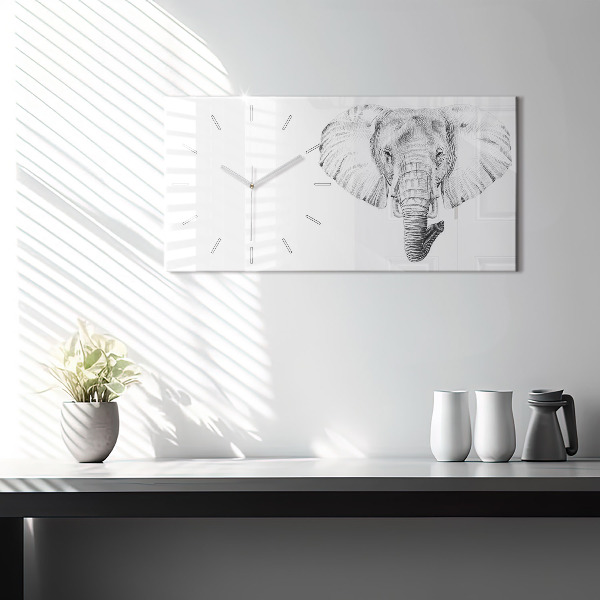 Horizontálne hodiny Vektorová hlava slona