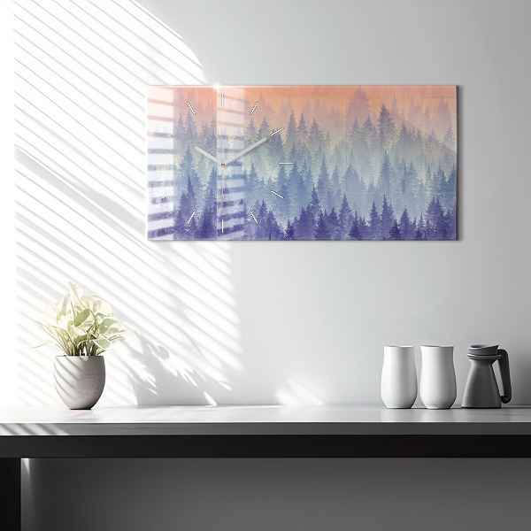 Horizontálne hodiny Les v hmle