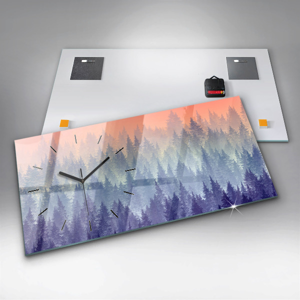 Horizontálne hodiny Les v hmle