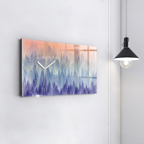 Horizontálne hodiny Les v hmle